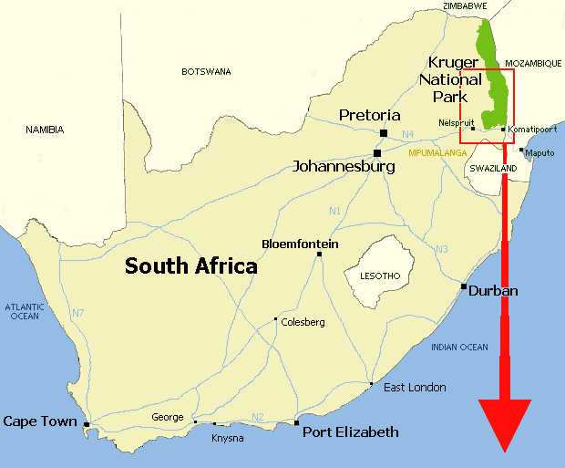 Map of Kruger National Park